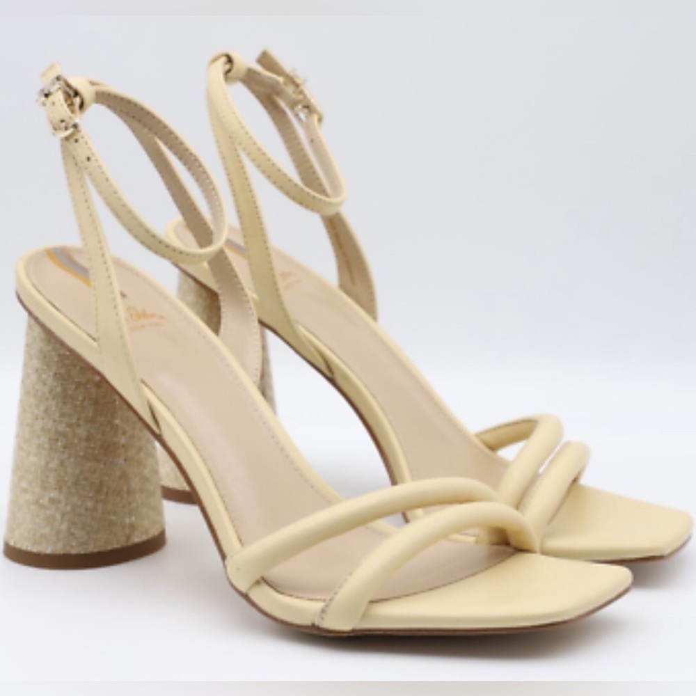Sam Edelman Kia Square Toe Strappy Heels Cream Size 8.5